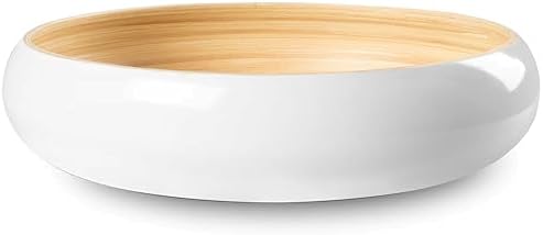 LEXA 12 Inch Handmade Bamboo Salad Bowl