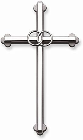 Cathedral Art Wedding Wall Cross with Entwined Rings