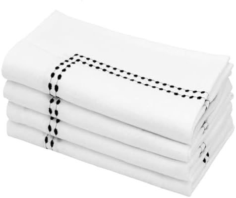 Black and White Cotton Napkins Set of 4
