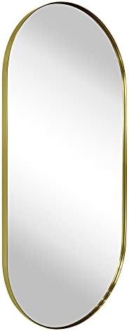 TEHOME Brushed Gold Oval Wall Mirror 20x40 Inch