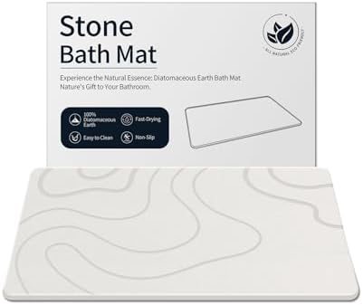 ZIKIBL Stone Bath Mat Non-Slip Durable 24x16 White