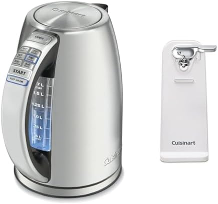 Cuisinart 17 Liter Electric Kettle with 6 Preset Temperatures and Can Opener White