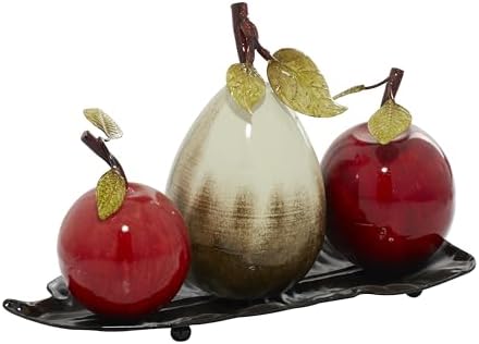 Deco 79 Red Metal Fruit Sculpture Decor Platter