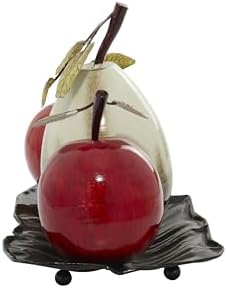 Deco 79 Red Metal Fruit Sculpture Decor Platter