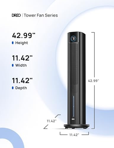 Dreo Tower Fan for Bedroom 43 2025 Upgrade Black