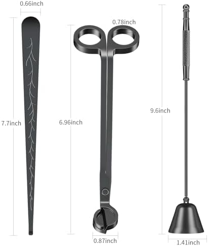 Calary 3 in 1 Candle Care Kit with Snuffer Trimmer and Dipper Black