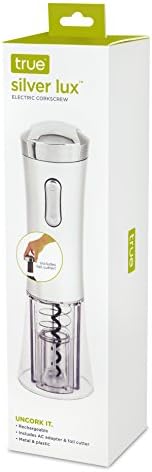True Lux Electric Rechargeable Corkscrew Bottle Opener Silver