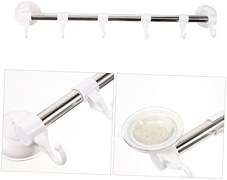 Adjustable Chrome Towel Bar Wall Mount Pot Rack Suction Cup Hooks