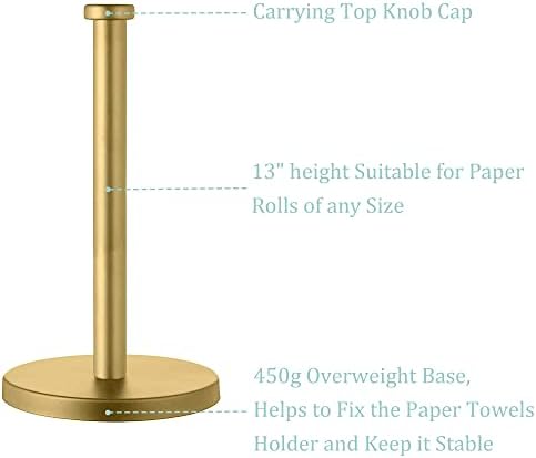 Gold Paper Towel Holder with Weighted Base