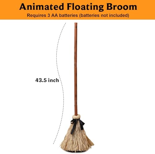 Halloween Animated Floating Witch Broom - 435 Inches Tall
