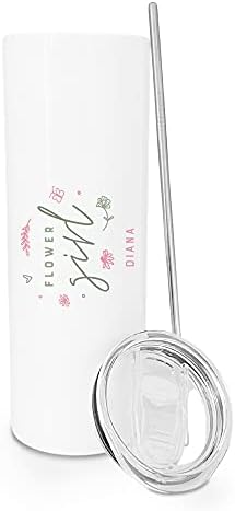 The Cotton Canvas Co Personalized Name Floral Flower Girl Insulated Tumbler