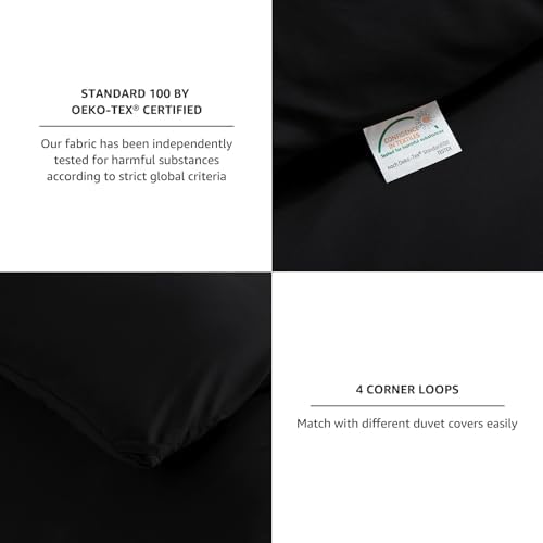 CozyLux Queen Comforter Set Black 3 Piece