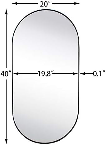 TEHOME Brushed Gold Oval Wall Mirror 20x40 Inch