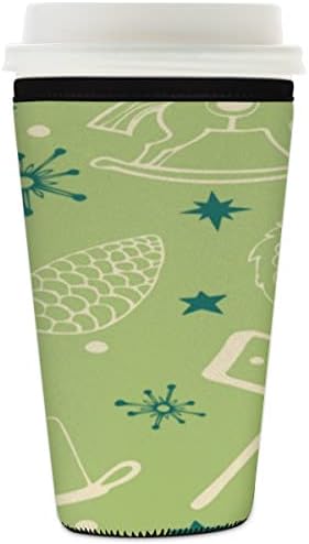 Candle Christmas Tree Iced Coffee Sleeve for 30-32 Oz Reusable Cups