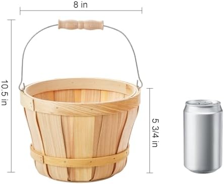 Okllen 2 Pack Round Wooden Baskets with Handle