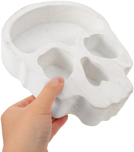 Ciieeo Halloween Skull Candle Holder Serving Bowl for Parties and Snacks