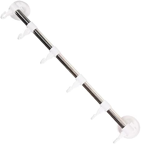 Adjustable Chrome Towel Bar Wall Mount Pot Rack Suction Cup Hooks