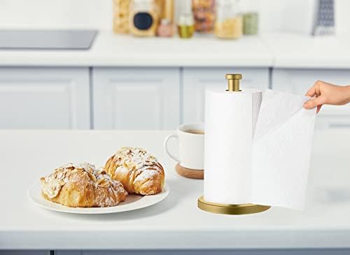 Gold Paper Towel Holder with Weighted Base