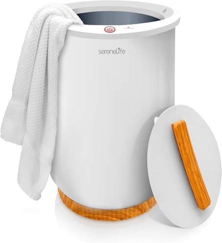 SereneLife Bucket Towel Warmers White Large Towel Heater for Spa and Bathroom