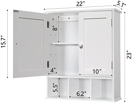 TaoHFE Wall Cabinet Over Toilet Storage With Adjustable Shelves