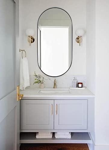 TEHOME Brushed Gold Oval Wall Mirror 20x40 Inch