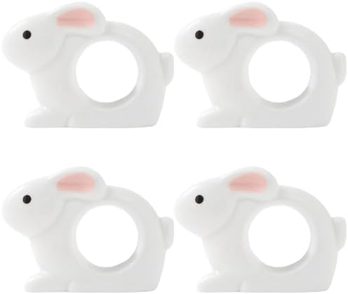 Easter Bunny Napkin Rings Set of 4 - Porcelain White