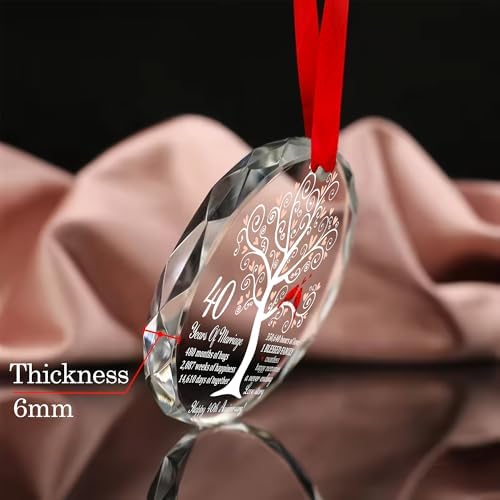 40th Wedding Anniversary Ruby Glass Ornament