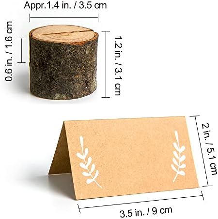 20Pcs Wood Place Card Holders with 24Pcs Kraft Place Cards