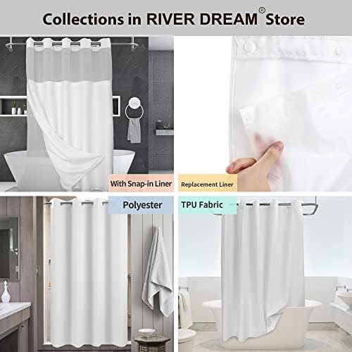 River Dream No Hook Shower Curtain Set - 71x74 White