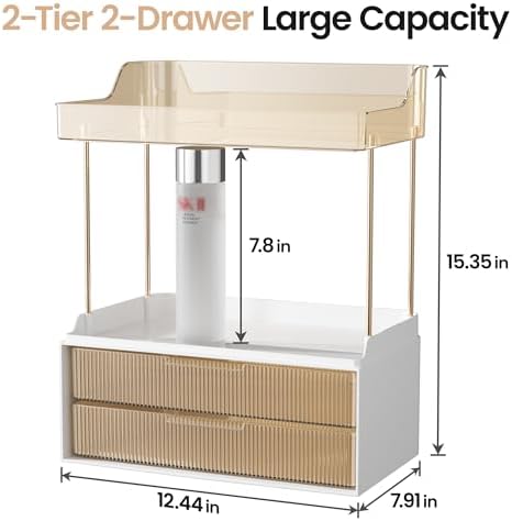 Delamu 2-Tier Makeup Organizer for Bathroom Storage