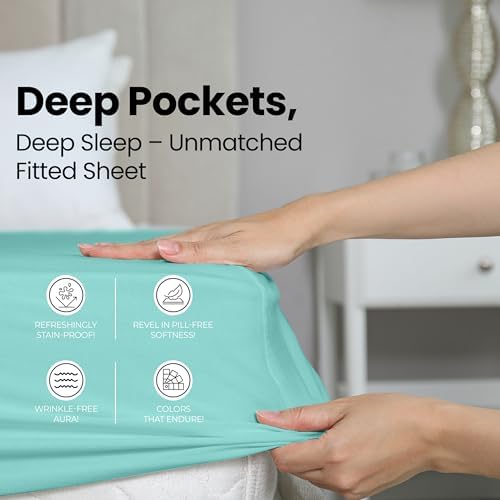 Utopia Bedding Twin Fitted Sheet Spa Blue
