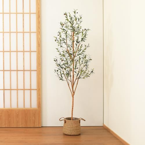 Kazeila Artificial Olive Tree 6FT Faux Silk Plant Decor
