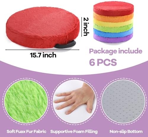 HOMBYS 6-Piece Furry Floor Cushion Set for Kids