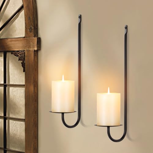 XAROO Candle Sconces Set of 2 Black Wall Mount