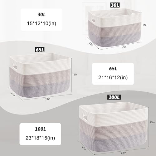 Artfeel Cotton Rope Laundry Basket with Storage