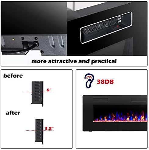 RWFLAME 50 Inch Electric Fireplace with Touch Screen and Remote Control