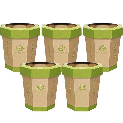 QIMATOP 5 Pack Cardboard Trash Cans 3 Gallon Reusable Foldable