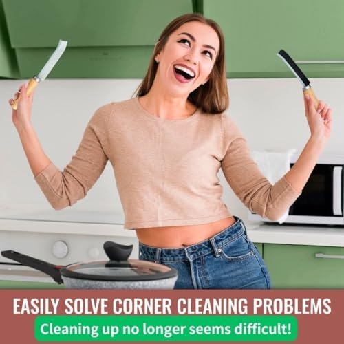 Crevice Cleaning Brush with Hard Bristles and Wooden Handle