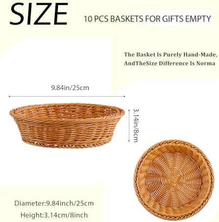 JUEGD 10 Pack Round Plastic Woven Bread Baskets