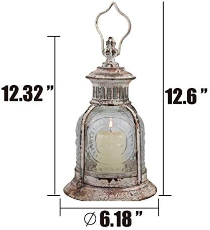 Stonebriar Antique White Metal Votive Candle Lantern with Handle 1