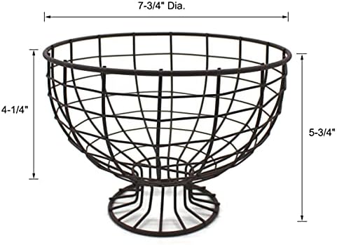 CVHOMEDECO Metal Wire Round Egg Basket with Pedestal