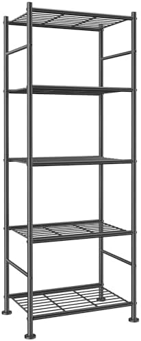 Sakugi 5 Tier Metal Shelf Organizer Black 18x12x57