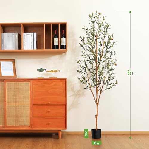 Kazeila Artificial Olive Tree 6FT Faux Silk Plant Decor