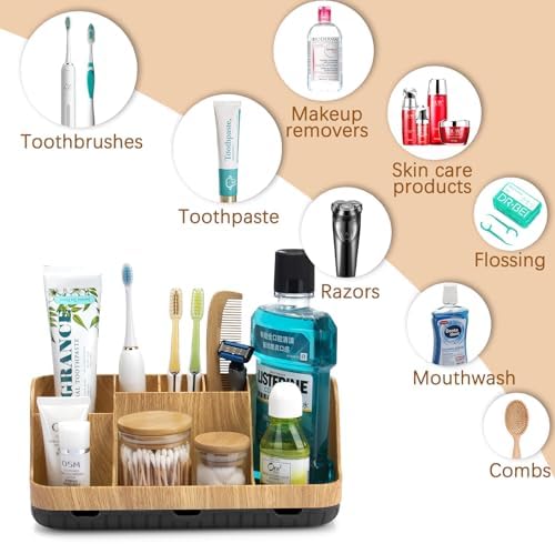 GFWARE 7 Slot Wood Toothbrush Holder Organizer