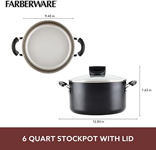 Farberware Smart Control Stockpot 6 Qt Black with Lid