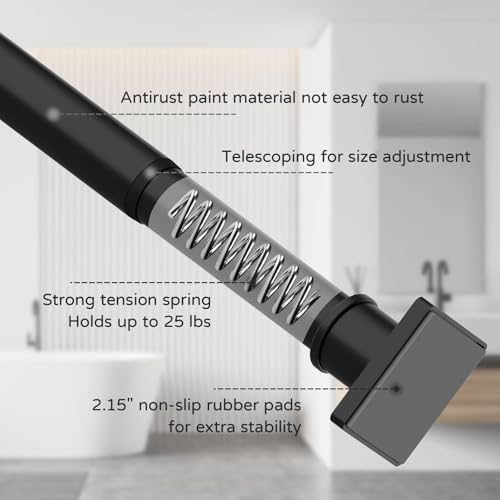 Adjustable Black Shower Curtain Rod No Drill 31-79 Inches