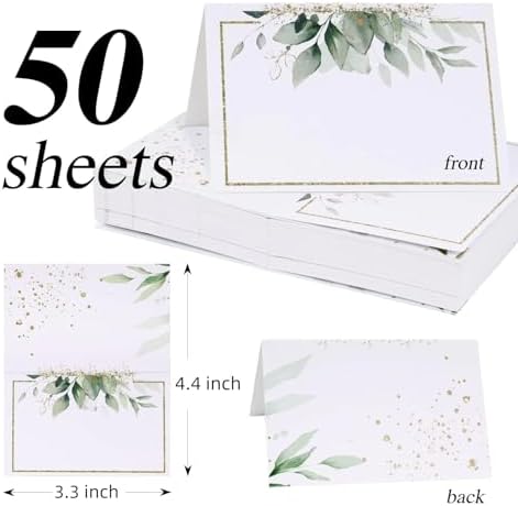 50pcs Green Gold Place Cards for Wedding Baby Shower Birthday Party