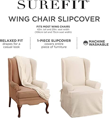 SureFit Essential Twill Armchair Slipcover White 1