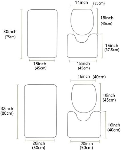 YESOF66 3 Piece Bathroom Rug Set with Non-Slip Design