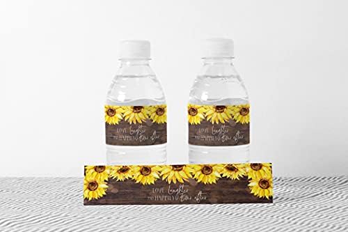 Main Event Prints Sunflower Wedding Bottle Wraps - 25 Rustic Labels